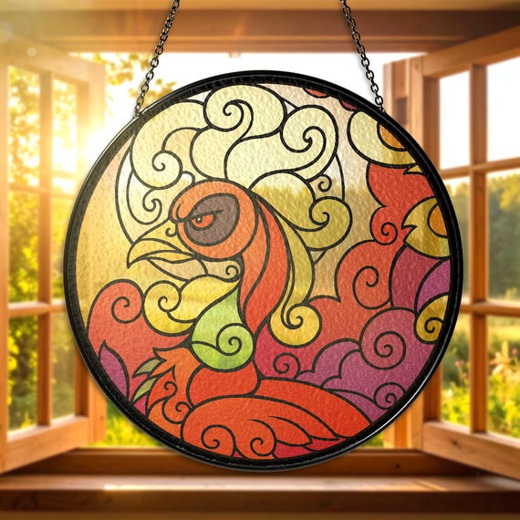 Ho-Oh Stained Glass Suncatcher - Dekorasi Rumah