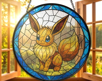 手作りガラス製イーブイの置物、ポケモン風ホームデコレーション