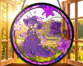 Mismagius Misdreavus #429 Geist Typ Glasmalerei Suncatcher Misdreavus Hängendes Dekor Lila Glasmalerei