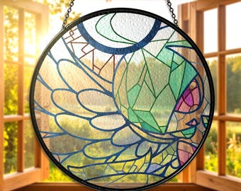 Atrapasol de vidrieras de Gardevoir, adorno para ventana inspirado en Gardevoir, decoración colorida para el hogar, regalo ideal para fans de Gardevoir, regalos de Navidad