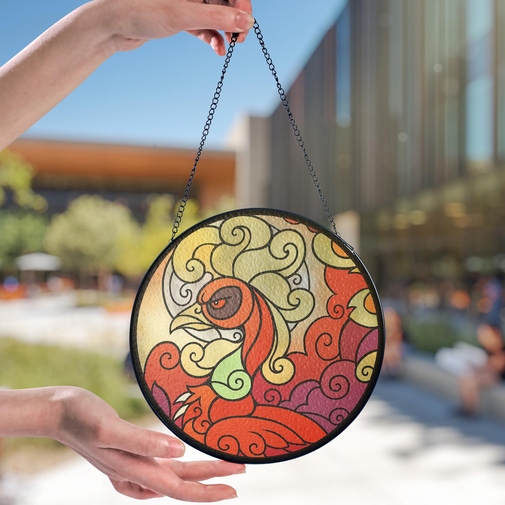 Ho-Oh Stained Glass Suncatcher - Dekorasi Rumah