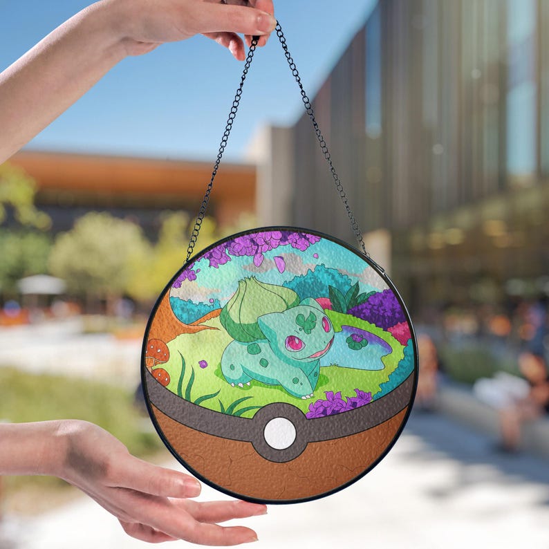 Bulbasaur Stained Glass Suncatcher Bulbasaur Ball Inspired Window Art ...