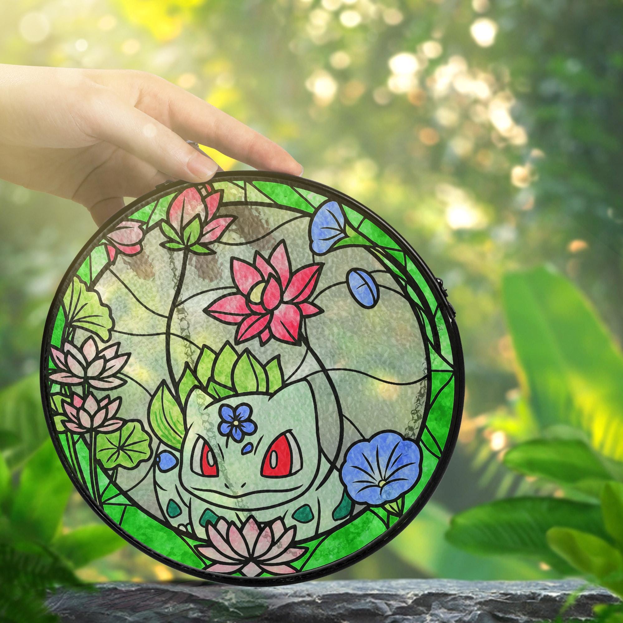 Bulbasur Window Bulbasaur Stained Glass Window Sun Catcher Floral Anime Home Decor Gift ...