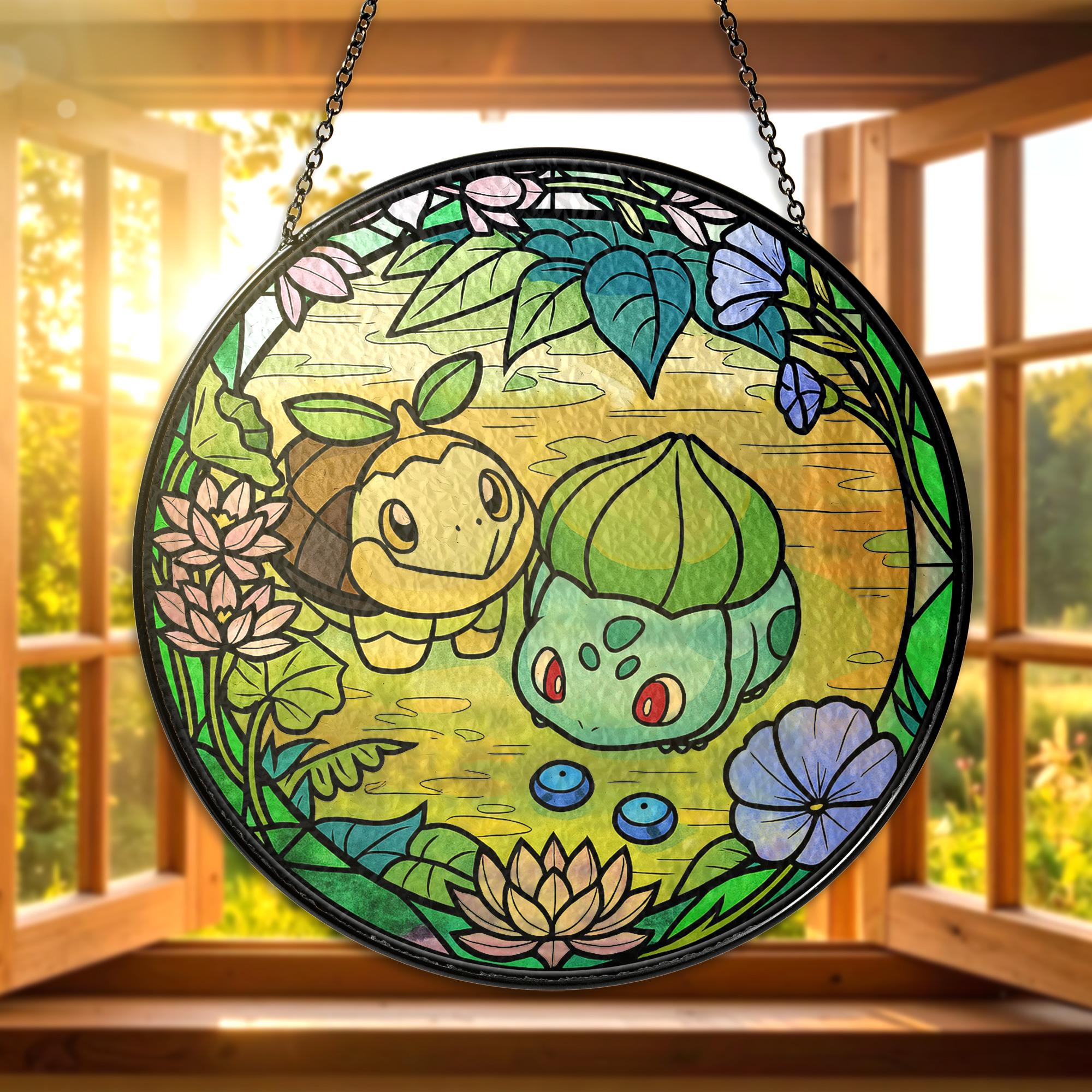 Bulbasur Window Bulbasaur Turtwig Stained Glass Suncatcher Cute Bulbasaur Turtwig ...