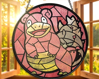 Slowbro Stained Glass Suncatcher Slowbro Window Hanging Cute Slowpoke Evolution Decor Gift for Slowbro Fans Slowbro Suncatcher Xmas Gifts