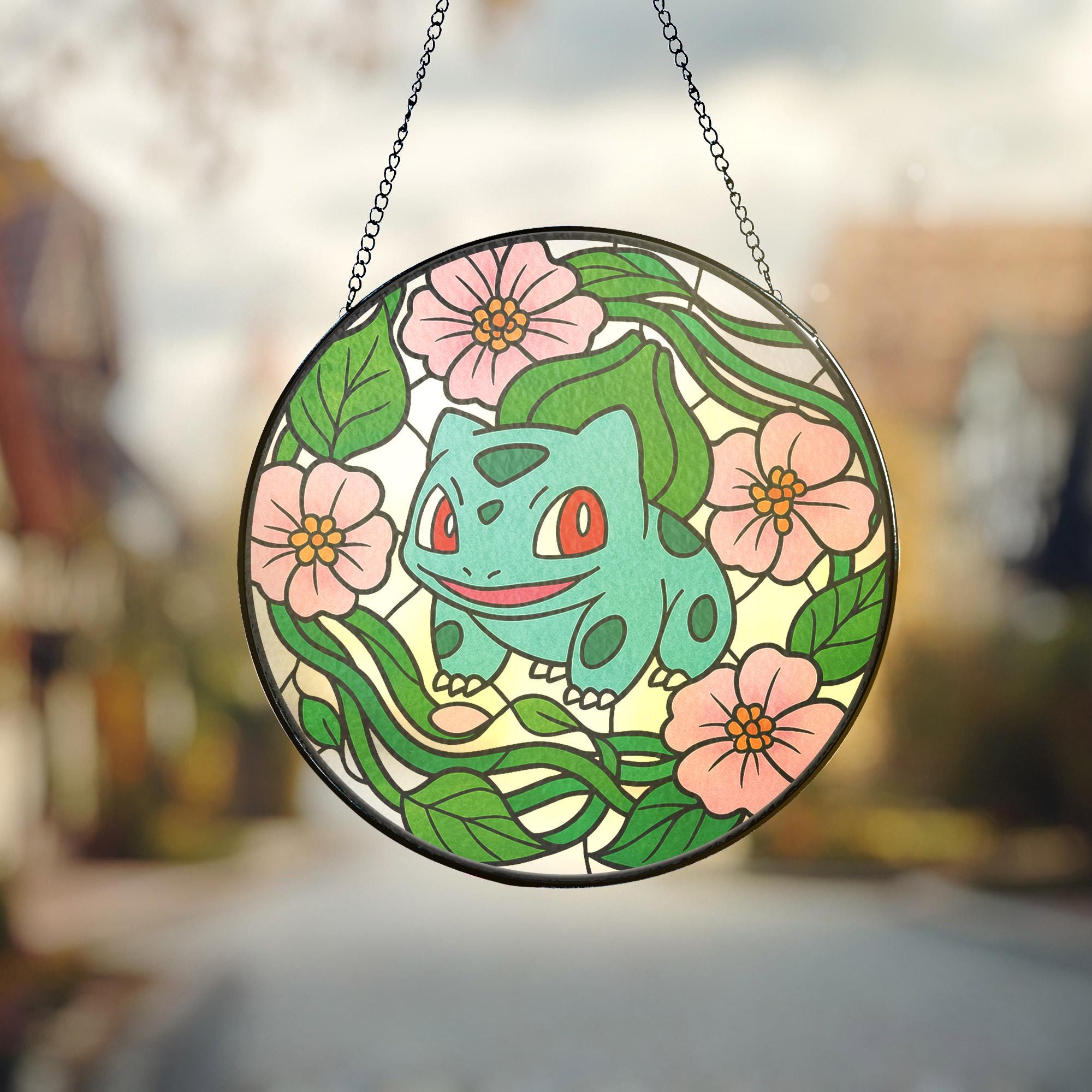 Bulbasur Window Bulbasaur Stained Glass Window Sun Catcher Floral Anime Home Decor Gift ...