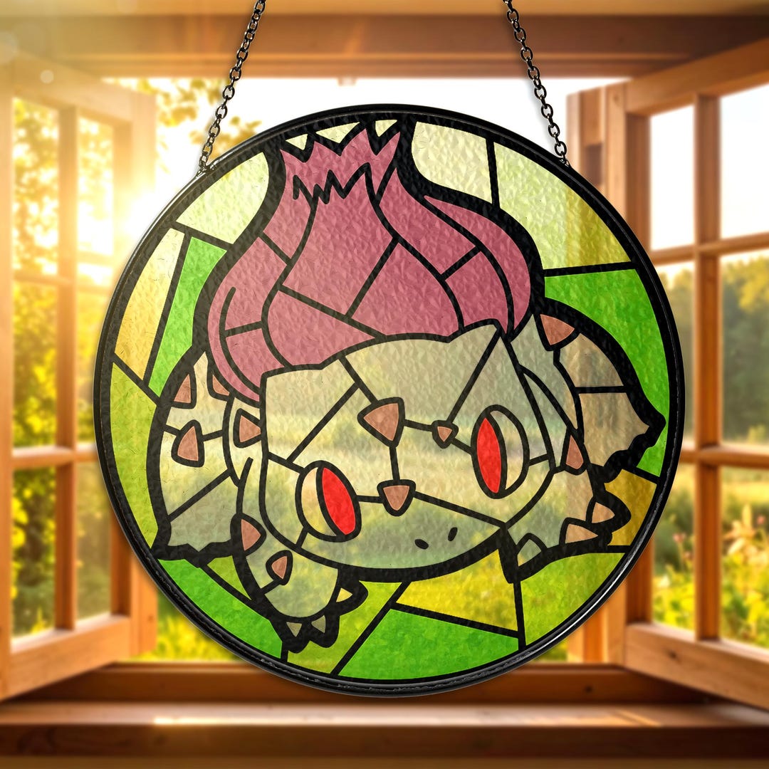 Bulbasur Window Bulbasaur Stained Glass Window Sun Catcher Floral Anime Home Decor Gift ...
