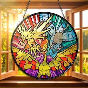 stained glass birds pokemon card Stained Glass Moltres Zapdos Articuno