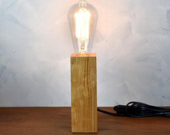 Edison Wood lamp, Cherry Wood, Tallest, LED Table Lamp, Desk Lamp, wood lamp, unique lighting, Accent Lighting