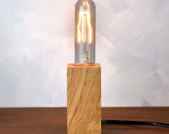 Edison Wood lamp, Cherry Wood, Shortest, LED Table Lamp, Desk Lamp, wood lamp, unique lighting, Accent Lighting