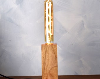 Edison Wood lamp, Cherry Wood, Mid-height, LED Table Lamp, Desk Lamp, wood lamp, unique lighting, Accent Lighting