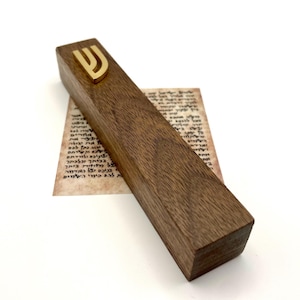 Walnut Mezuzah Case | Minimalist Handmade with Custom Shin and Size