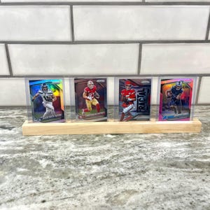 Sports Card Display Stand | Wooden Trading Card Holder | Top Loader Case or Raw Card | Single Card Stand | Desktop Base | Collectors