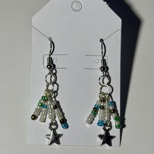 Galaxy Inspired Beaded Dangle Earrings - Celestial Shooting Stars