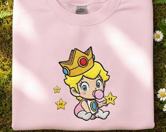 Sudadera bordada de Mario Peach Baby, camiseta de viaje para niñas a juego, camiseta Epic Universe