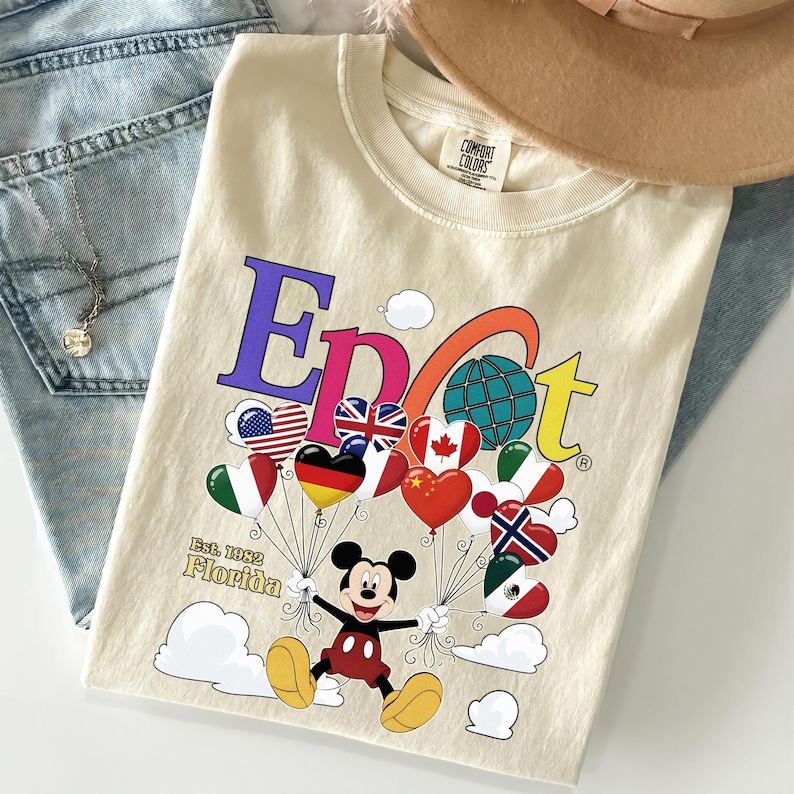 Disney Epcot Micky Maus PNG, Weltschaufenster Ballon Shirt Design, Retro Florida Park druckbare, Sublimation digitaler Download Bild 4
