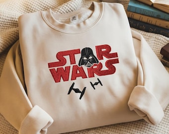 Bluza z haftem Dartha Vadera, koszula z okrągłym dekoltem z filmu „Gwiezdne Wojny”, koszulka Galaxy's Edge Disneyland