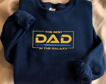 Felpa ricamata "Il miglior papà della galassia", maglietta per papà di Star Wars, divertente regalo per la festa del papà