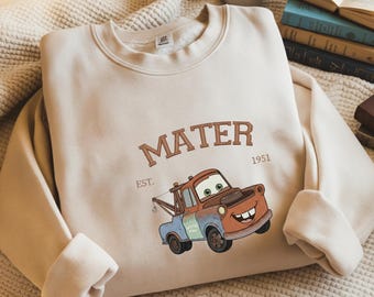 Embroidered Cars Tow Mater Est 1951 Sweatshirt, Cars Characters Tee