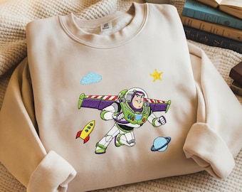 Sudadera bordada de Buzz Lightyear, camiseta con personajes de Toy Story y camiseta de viaje a Disneyland.