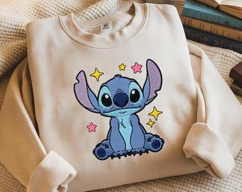 Sudadera con capucha bordada de Stitch de Disney, sudadera a juego de Stitch, camiseta de pareja de ángeles de Stitch