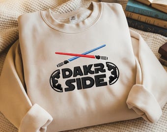 Dark Side Embroidered Sweatshirt, Star Wars Movie Crewneck Shirt, Galaxy's Edge Disneyland Tee