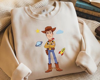 Sudadera bordada de Woody Sheriff, sudadera de cuello redondo de Woody de Toy Story, trajes de vaquero del oeste