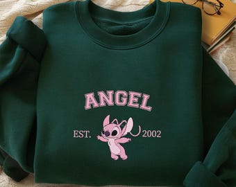 Sudadera con capucha bordada de ángel de Disney (estación 2002), sudadera a juego con ángel, camiseta de pareja de ángeles de Stitch