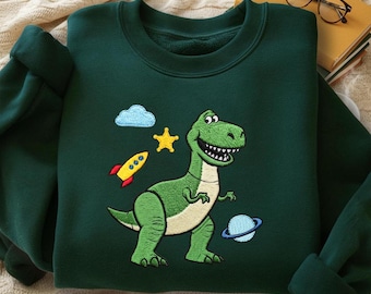 Embroidered Toy Story Rex Sweatshirt, Matching Disney Outfits, Disneyland Trip Tee