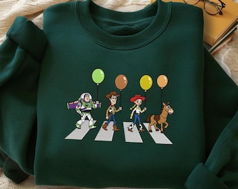 Sudadera bordada de Toy Story con globo, cuello redondo de Buzz y Woody con Jessie, camiseta de viaje a Disneyland