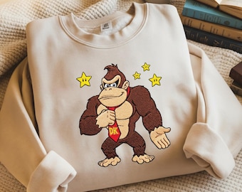 Embroidered Donkey Kong Sweatshirt, Disneyland Sweater Gamer Shirt, Universal Studios Trip Tee