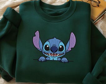 Sudadera con capucha bordada de Stitch de Disney, sudadera a juego de Stitch, camiseta de pareja de ángeles de Stitch