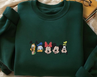 Embroidered Mouse & Animal Friends Sweatshirt, Family Trip Tees, Theme Park Kingdom