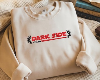 Dark Side Embroidered Sweatshirt, Star Wars Movie Crewneck Shirt, Galaxy's Edge Disneyland Tee