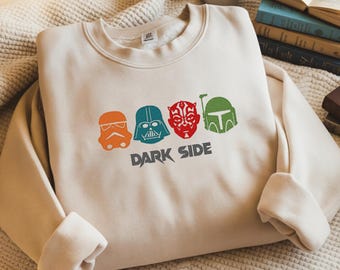 Dark Side Embroidered Sweatshirt, Star Wars Movie Crewneck Shirt, Galaxy's Edge Disneyland Tee