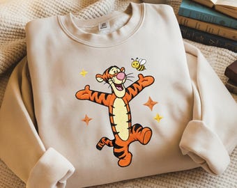 Embroidered Tigger Sweatshirt, Pooh And Friends Crewneck, Matching Disney Outfits