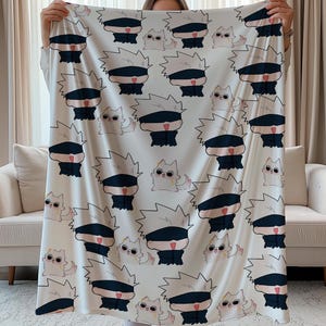 Anime Plush Blanket, Cozy Velveteen Throw, Japanese Manga Decor, Soft Otaku Bedding, Anime Bedroom Accessory, Gift for Anime Lovers