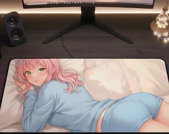 Anime Girl Mouse pad, Anime desk mat, Anime Gift, Gamer Anime Gift, XL Waifu Playmat, Waifu Desk Mat, Gamer Girl Mousepad, Cute Otaku Gift,