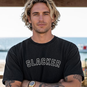 Slacker | Gag Gift Varsity Tee | Gen X 90s Shirt | Retirement Gift | Comfort Colors 1717