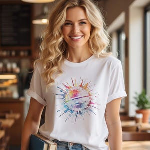 Rainbow Disco Ball Shirt | Retro 1970s Music Lover Tee | Dancer Gift | Comfort Colors 1717
