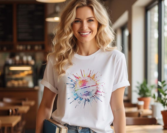 Rainbow Disco Ball Shirt | Retro 1970s Music Lover Tee | Dancer Gift | Comfort Colors 1717