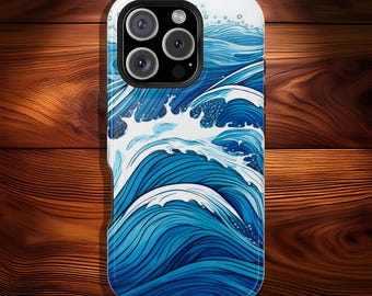 Funda para teléfono Blue Ocean Waves: Funda playera - MagSafe para iPhone 13/14/15/16/17