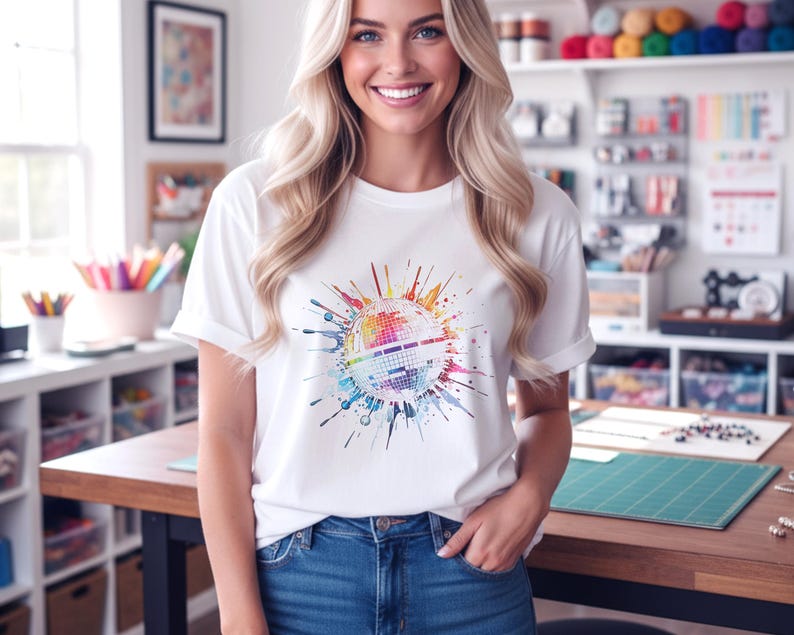 Rainbow Disco Ball Shirt | Retro 1970s Music Lover Tee | Dancer Gift | Comfort Colors 1717