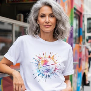 Rainbow Disco Ball Shirt | Retro 1970s Music Lover Tee | Dancer Gift | Comfort Colors 1717