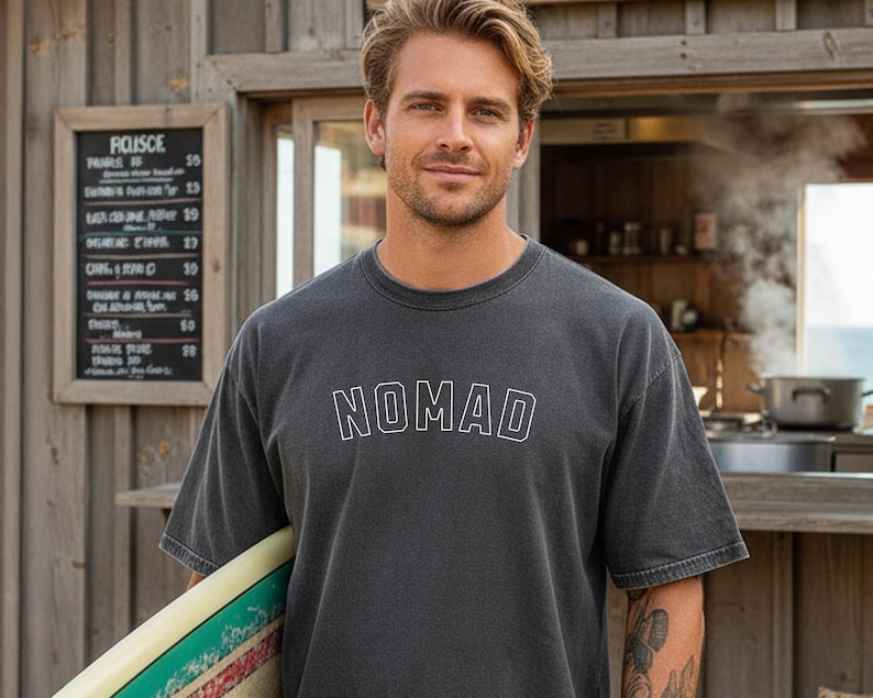 Nomad T-Shirt | Wanderlust Tee | Travel Shirt | Varsity Letter | Unisex Comfort Colors 1717