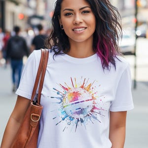 Rainbow Disco Ball Shirt | Retro 1970s Music Lover Tee | Dancer Gift | Comfort Colors 1717