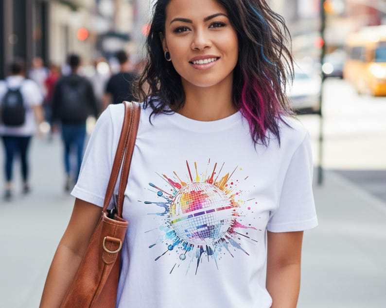 Rainbow Disco Ball Shirt | Retro 1970s Music Lover Tee | Dancer Gift | Comfort Colors 1717