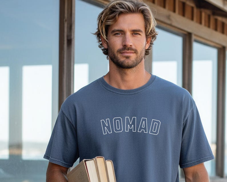 Nomad T-Shirt | Wanderlust Tee | Travel Shirt | Varsity Letter | Unisex Comfort Colors 1717