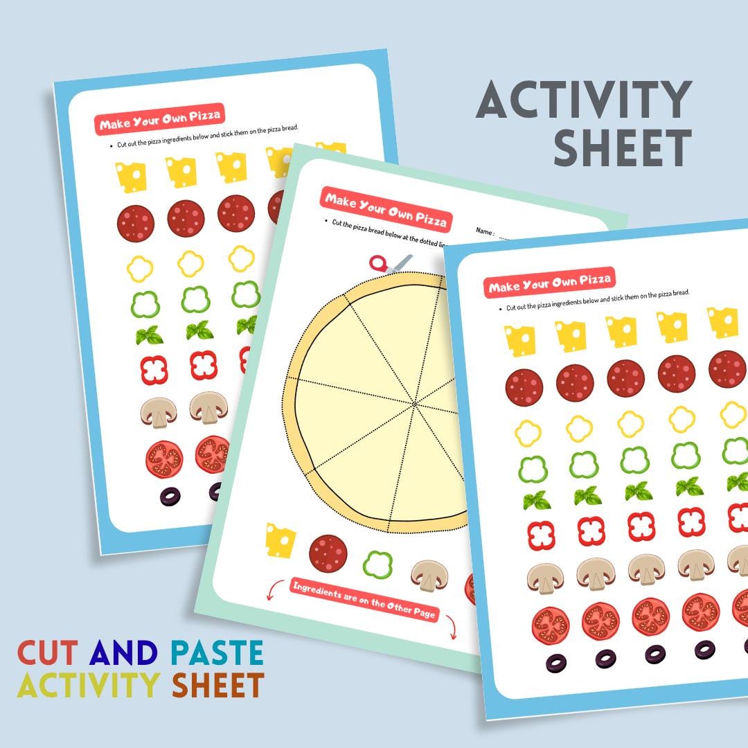 Make Your Own Pizza Cut and Paste Activity Printable Preschool ...