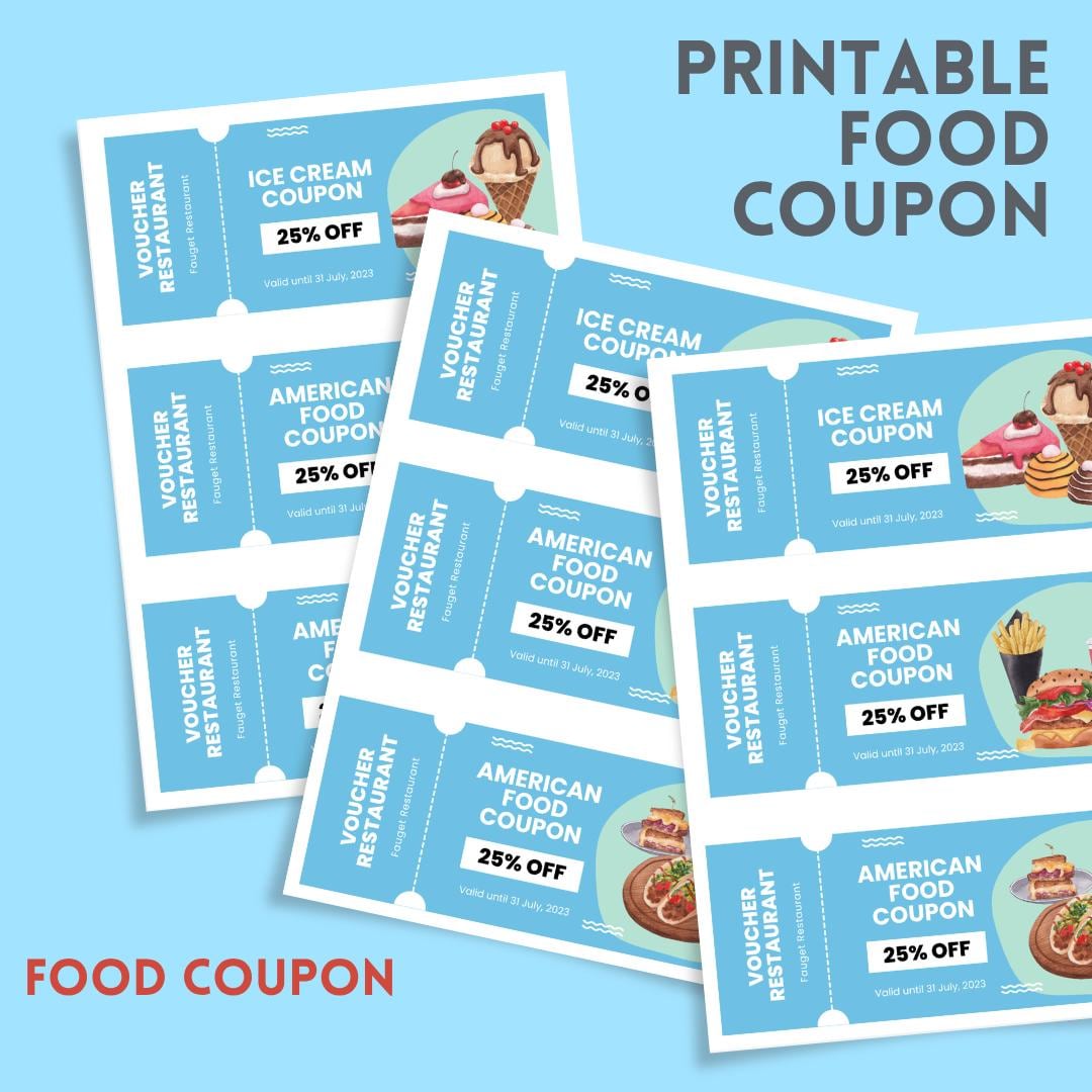 Editable Food Coupon Template for Restaurant or Ice Cream Shop Custom ...